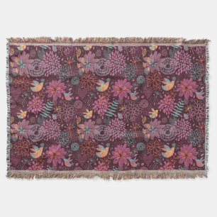 Couverture Motif floral abstrait avec des oiseaux