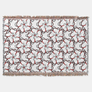 Couverture Motif floral abstrait en rouge, gris et noir