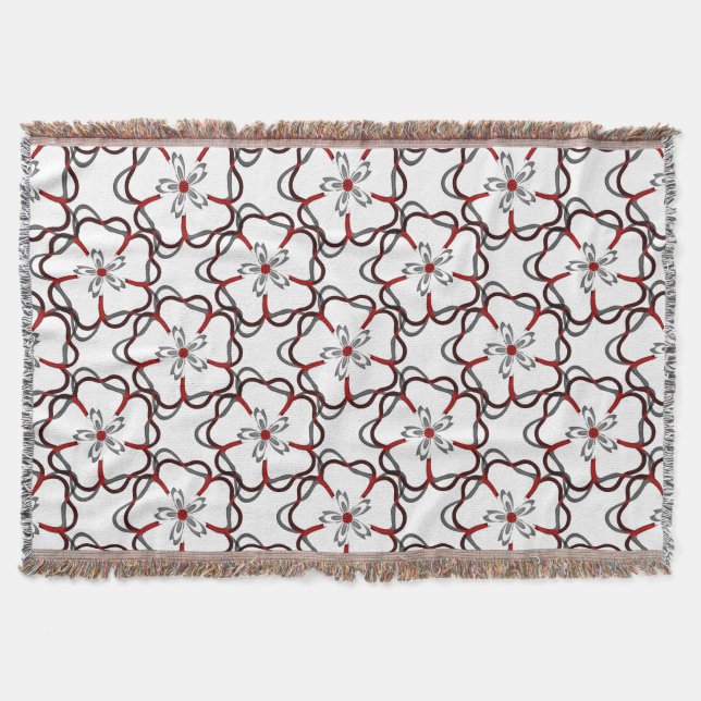 Couverture Motif floral abstrait en rouge, gris et noir (Devant)