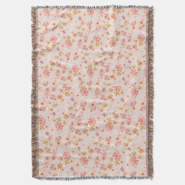Couverture Motif floral aquarelle rose poudré (devant Vertical)