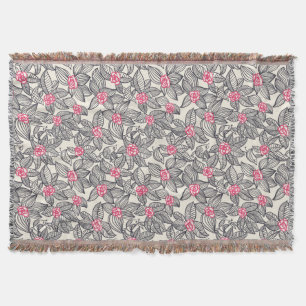 Couverture Motif floral avec des oiseaux de bande dessinée