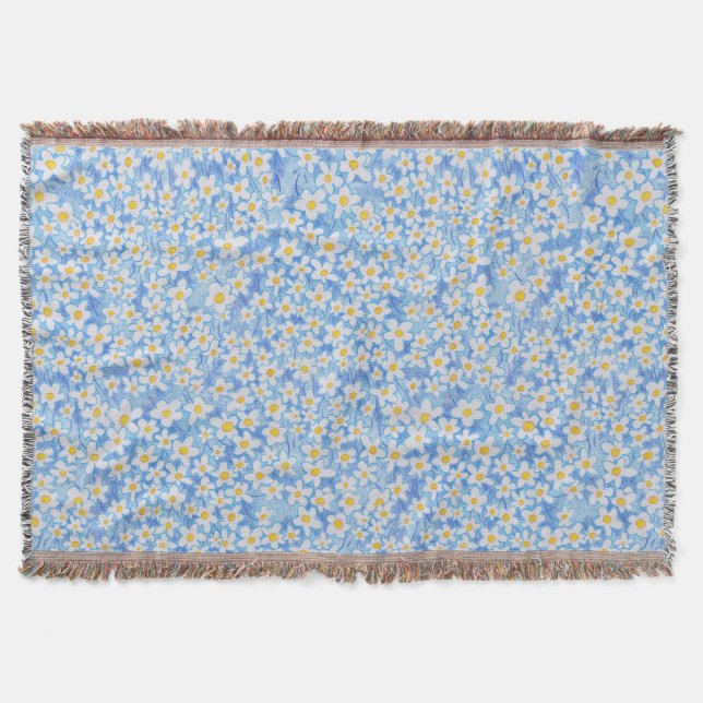 Couverture Motif floral Bleu Daisy (Devant)