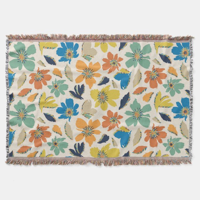 Couverture Motif floral bohème dessiné à la main de manière a (Devant)