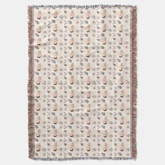 Couverture Motif floral céleste Boho (devant Vertical)