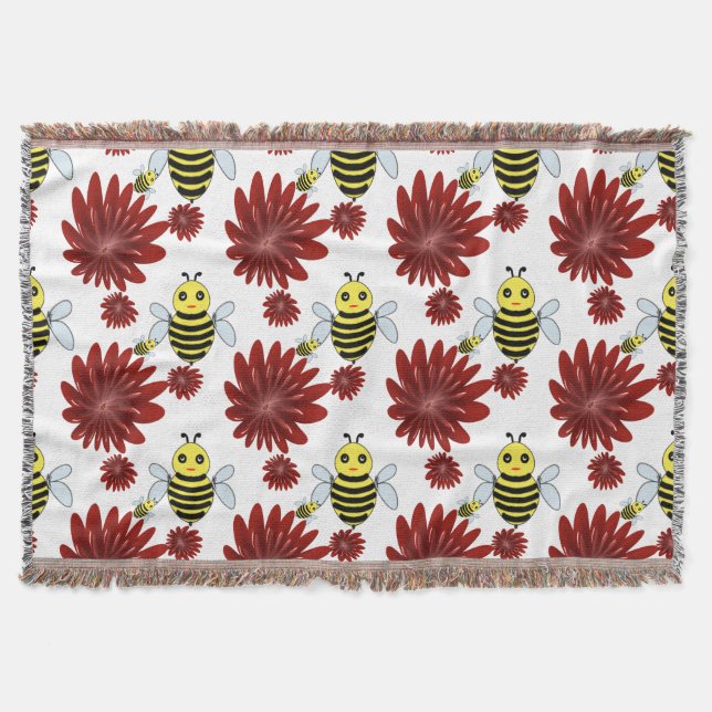 Couverture Motif floral de abeilles  (Devant)