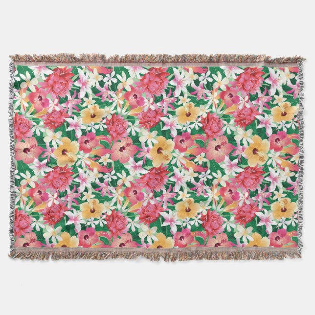 Couverture Motif floral de ketmie tropicale (Devant)