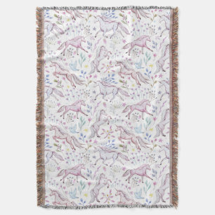 Couverture Motif floral de licorne d'aquarelle