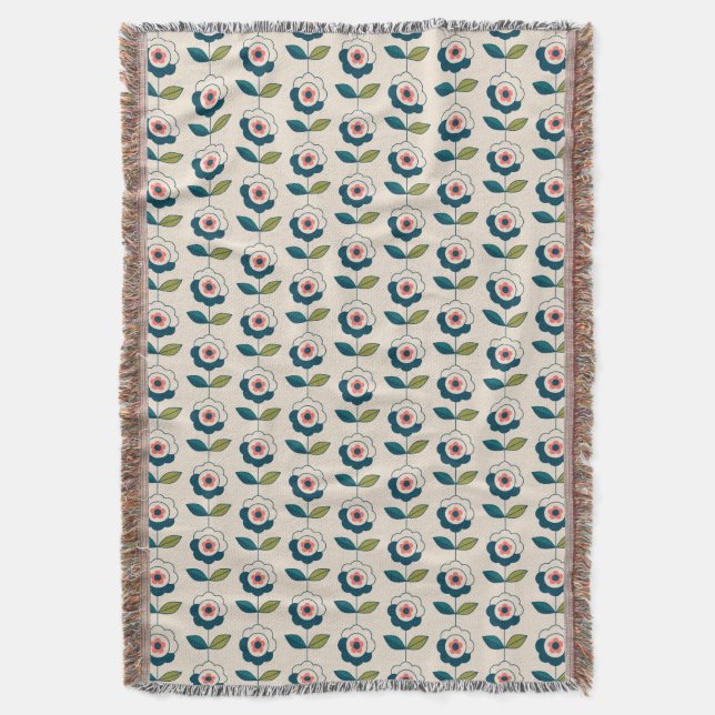 Couverture Motif floral de rétro turquoise (devant Vertical)