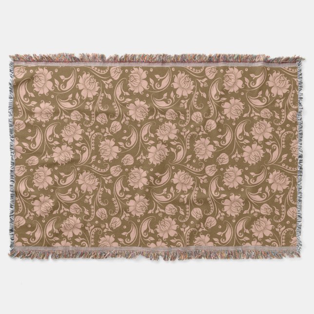Couverture Motif floral de rose et de brun (Devant)