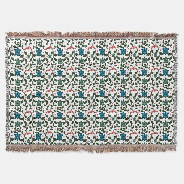 Couverture Motif Floral de Tortue de Mer Tropicale | Océan Cô (Devant)