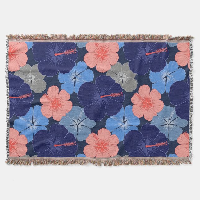 Couverture Motif floral d'hibiscus bleu élégant (11) (Devant)