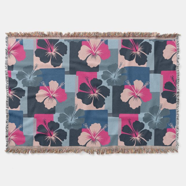 Couverture Motif floral d'hibiscus bleu élégant (13) (Devant)