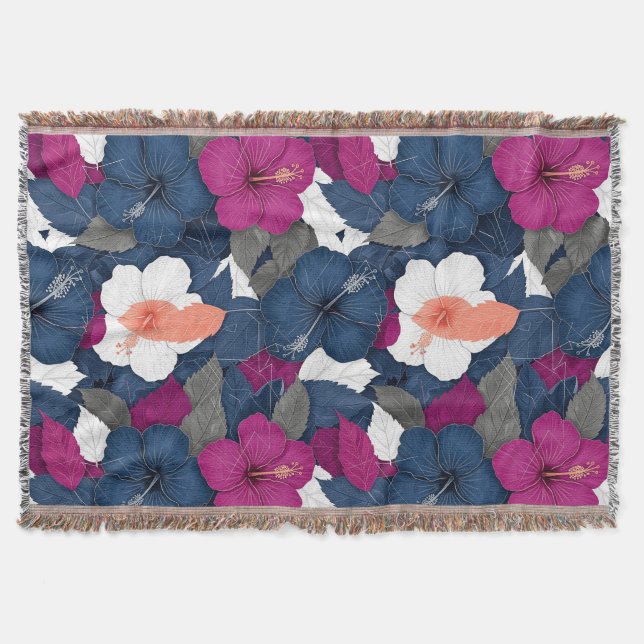 Couverture Motif floral d'hibiscus bleu élégant (2) (Devant)
