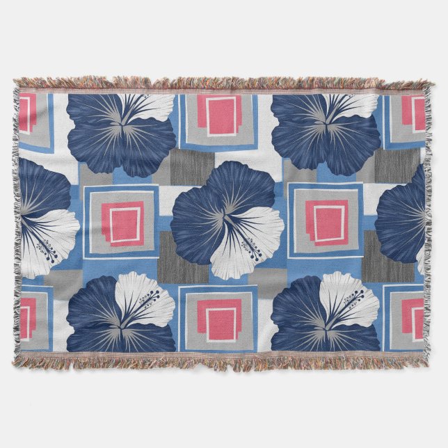 Couverture Motif floral d'hibiscus bleu élégant (3) (Devant)