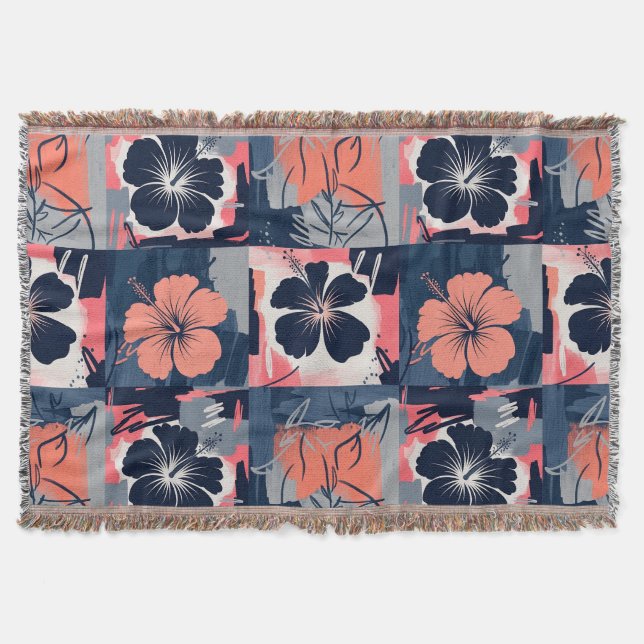 Couverture Motif floral d'hibiscus bleu élégant (7) (Devant)