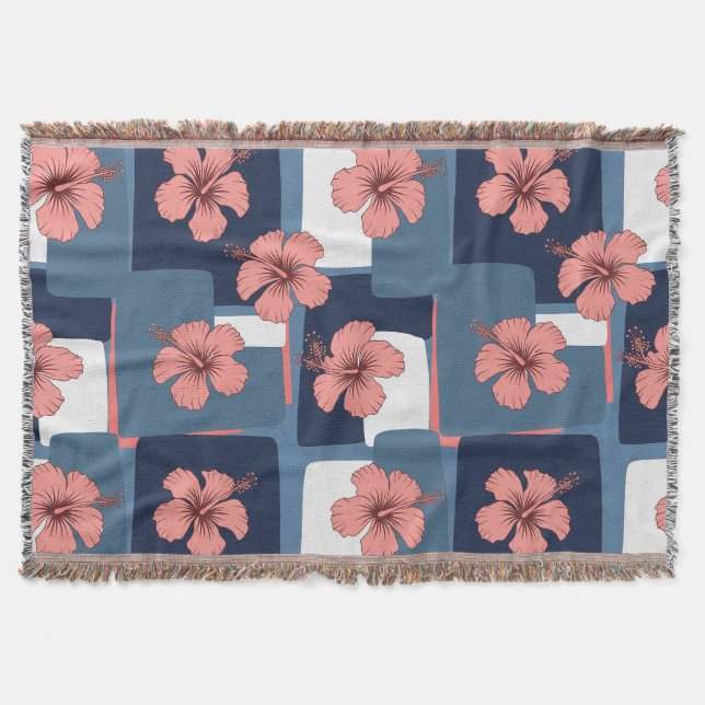 Couverture Motif floral d'hibiscus bleu élégant (8) (Devant)