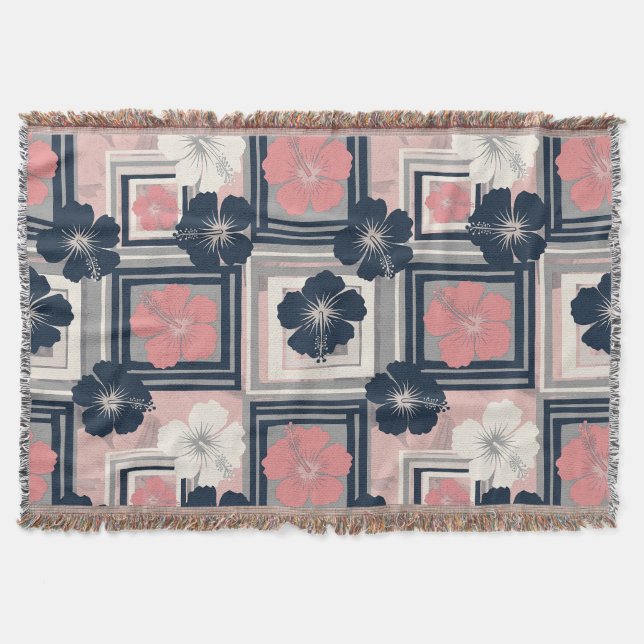 Couverture Motif floral d'hibiscus bleu élégant (9) (Devant)