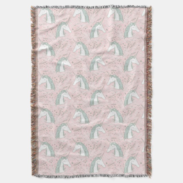 Couverture Motif floral doux de licorne (devant Vertical)