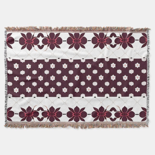 Couverture Motif floral élégant avec lotus et fleur (Devant)