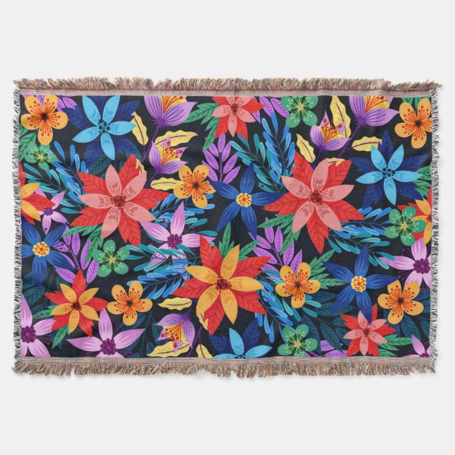 Couverture Motif Floral Exotique Coloré-68578 (Devant)