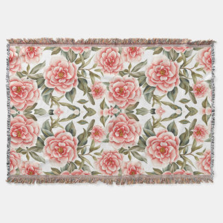 Couverture Motif Floral Fleurs de Camellia