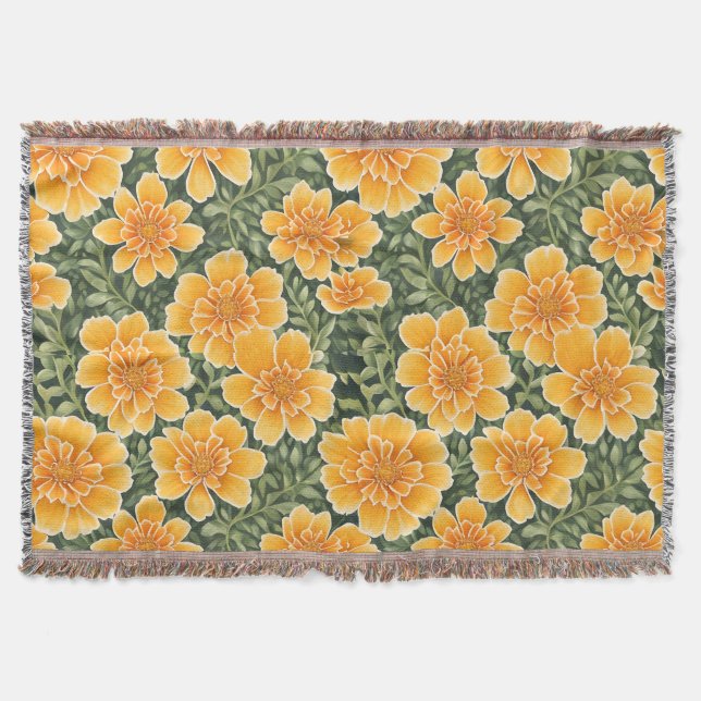 Couverture Motif Floral Fleurs Marigold (Devant)