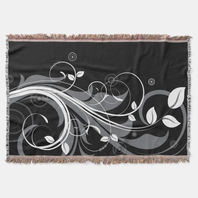 Couverture Motif floral gris sur le noir (Devant)