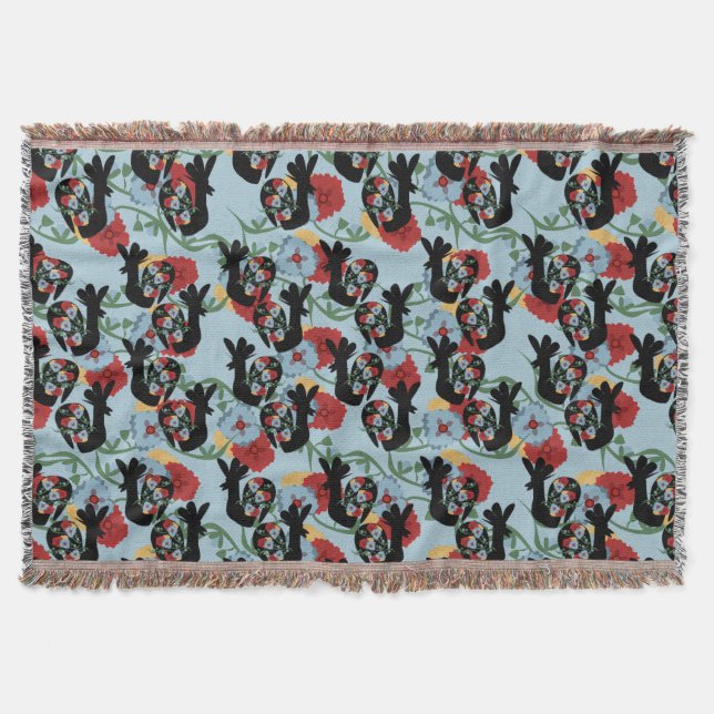 Couverture Motif floral mexicain Coqs Folk    (Devant)