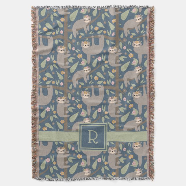 Couverture Motif floral mignon de paresse (devant Vertical)