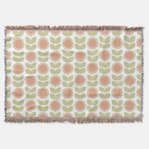 Couverture Motif floral rétro rose pastel du milieu du siècle