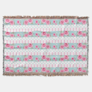 Couverture Motif floral rose et en bon état vintage