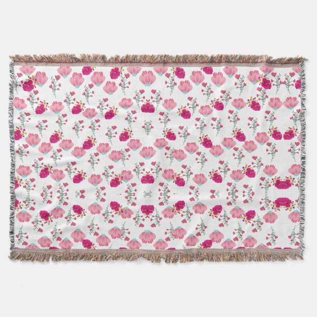 Couverture Motif floral rose et rouge chic en impression sans (Devant)