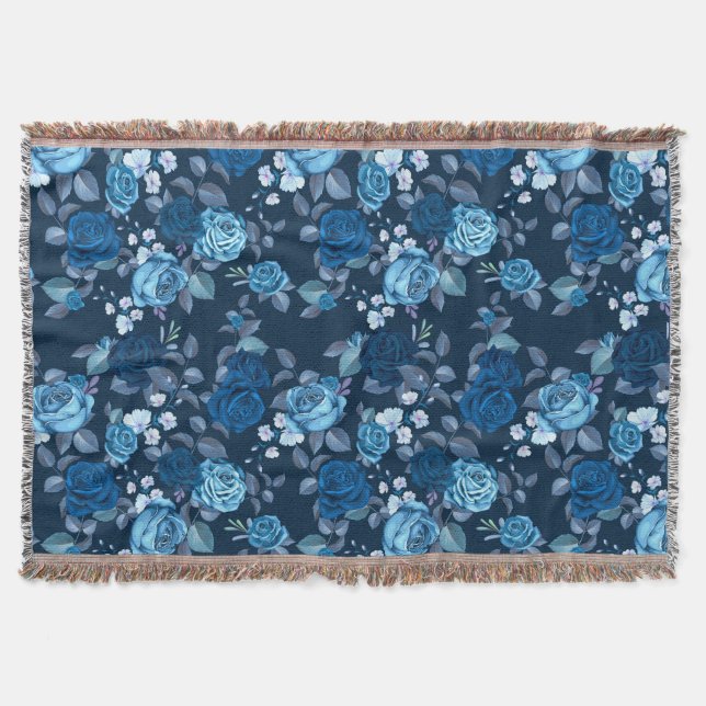 Couverture Motif floral Roses bleues vintage (Devant)