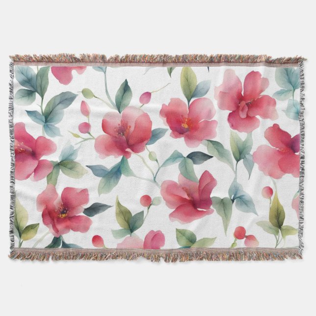 Couverture Motif floral rouge foncé (Devant)
