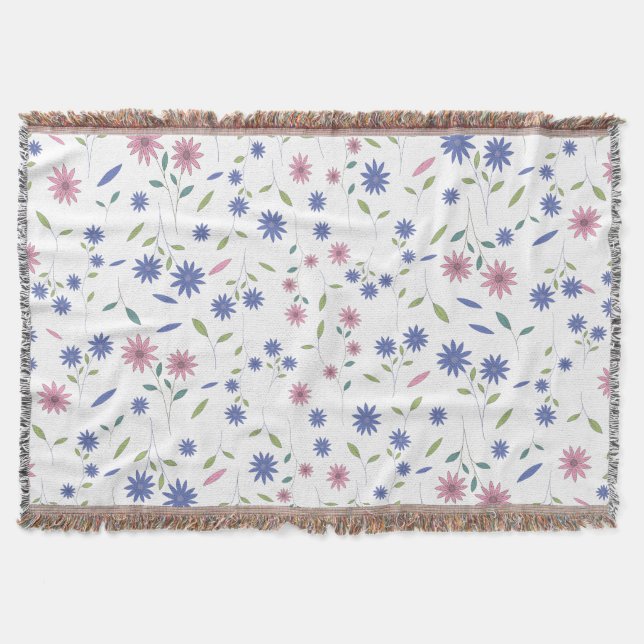 Couverture Motif floral sans couture rose et bleu (Devant)