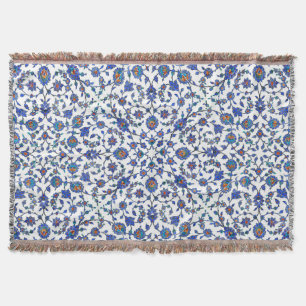 Couverture Motif floral turc bleu fait main antique de tuiles