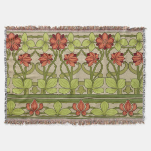 Couverture Motif floral vert sauge Art nouveau vintage