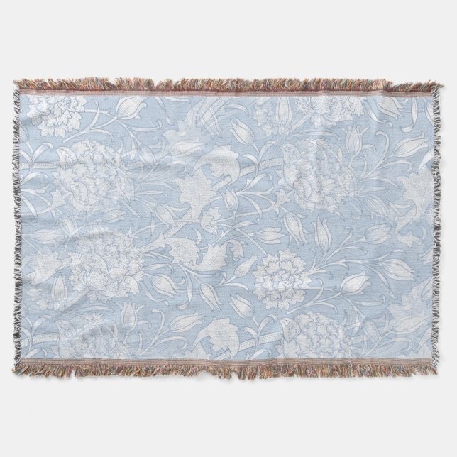 Couverture Motif Floral William Morris en bleu (Devant)