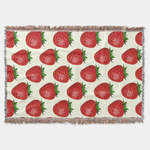 Couverture Motif fraises, fraises rouges, fruits, feuilles
