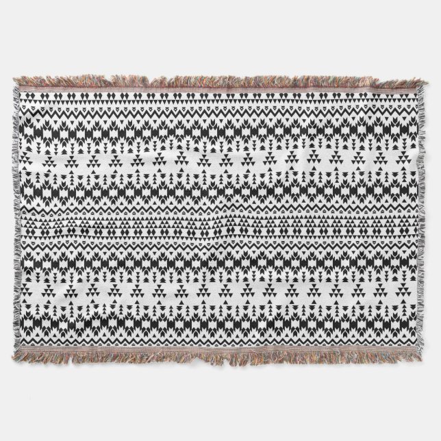 Couverture Motif géométrique Aztec noir et blanc (Devant)