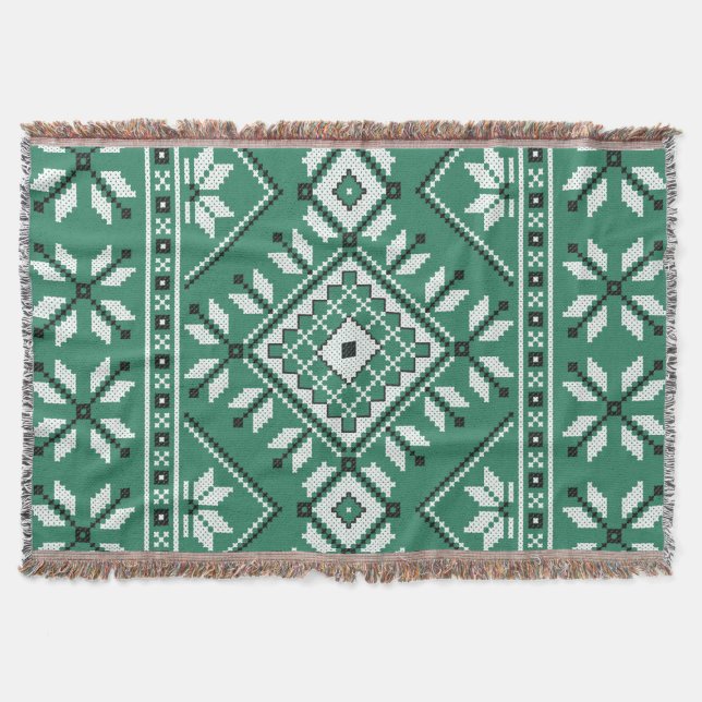 Couverture Motif géométrique aztèque de sud-ouest de vert de (Devant)