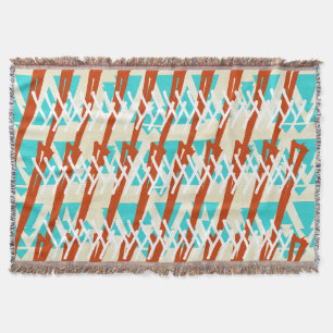 Couverture Motif géométrique Brown Turquoise et Orange