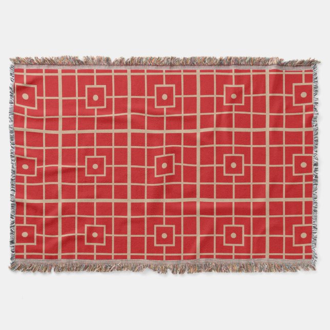 Couverture Motif géométrique chinois rouge et or traditionnel (Devant)
