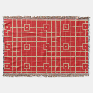 Couverture Motif géométrique chinois traditionnel rouge et or