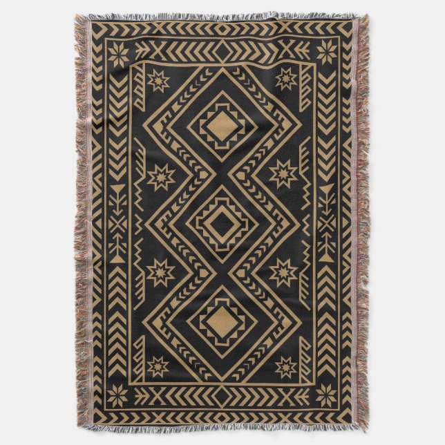 Couverture Motif géométrique complexe en or noir sur surface (devant Vertical)