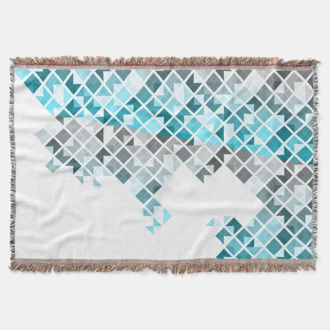 Couverture Motif géométrique de bleu d'Aqua, gris et blanc (Devant)