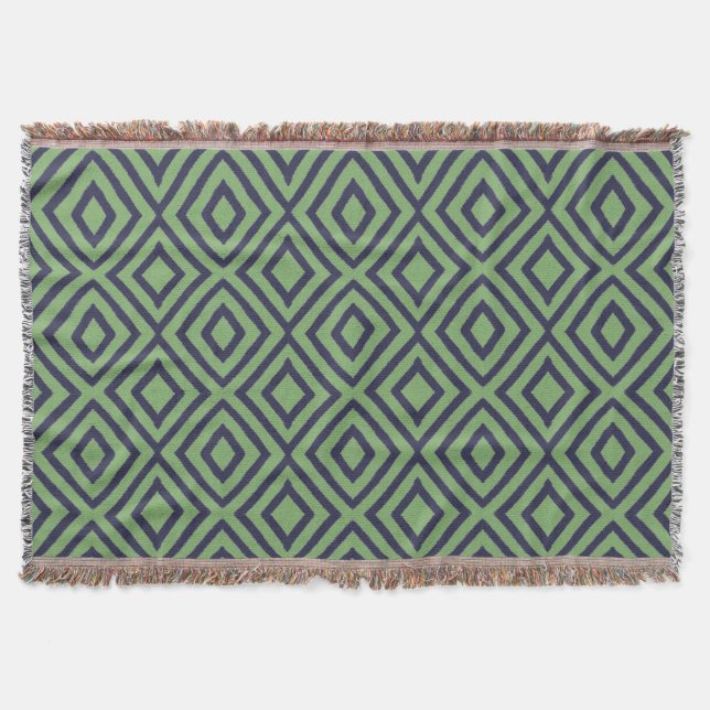 Couverture Motif géométrique diamant bleu et vert (Devant)