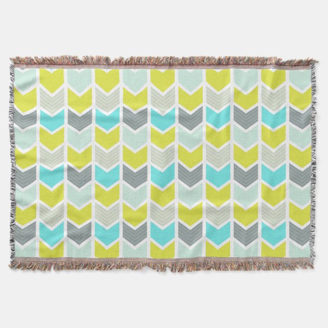 Couverture Motif géométrique gris jaune bleu de Chevron (Devant)