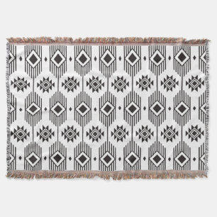 Couverture Motif géométrique ikat noir et blanc
