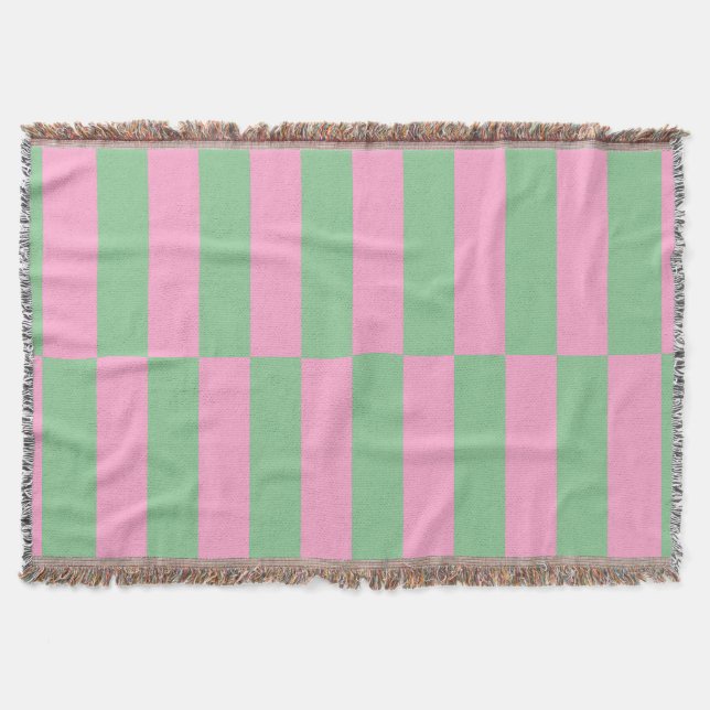 Couverture Motif géométrique rayé rose et vert (Devant)